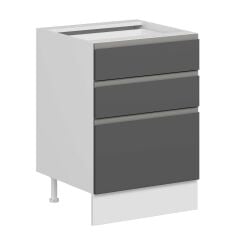 Alvinka Mutfak Modül Hg_J Alt 3Ç1B2K Nray 60Cm Dolap Beyaz Antrasit Mdf