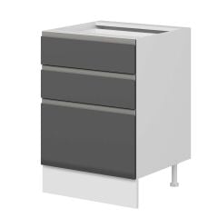 Alvinka Mutfak Modül Hg_J Alt 3Ç1B2K Nray 60Cm Dolap Beyaz Antrasit Mdf