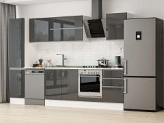 Alvinka 305X210 Cm High Gloss Mutfak Dolabı Mb-E90B45S50-2 High Gloss | Antrasit - Suntalam