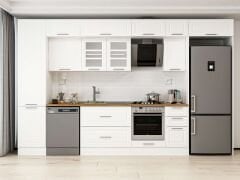 Alvinka 370X240 Cm Klasik Mebran Mutfak Dolabı Beyaz Beyaz Mbb-E80B50S40-3 Mebran | Beyaz - Mdf