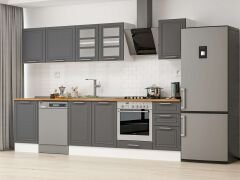 Alvinka 305X210 Cm Klasik Mebran Mutfak Dolabı M-E90S50S45-3 Mebran | Antrasit - Suntalam