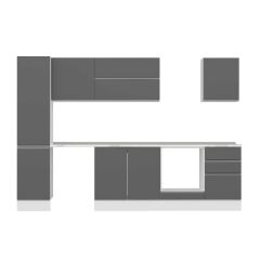 Alvinka 305X210 Cm High Gloss Mutfak Dolabı Mb-E90B45S50-2 High Gloss | Antrasit - Mdf