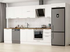 Alvinka 395X222 Cm Klasik Mebran Mutfak Dolabı Beyaz Beyaz Mb-E90S60S45-2