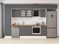 Alvinka 370X240 Cm Klasik Mebran Mutfak Dolabı Beyaz Beyaz Mbb-E80B50S40-3 Mebran | Antrasit - Mdf