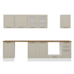 Alvinka 305X210 Cm Klasik Mebran Mutfak Dolabı M-E90S50S45-3 Mebran | Kumtaşı - Suntalam