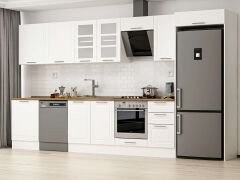 Alvinka 395X222 Cm Klasik Mebran Mutfak Dolabı Beyaz Beyaz Mb-E90S60S45-3
