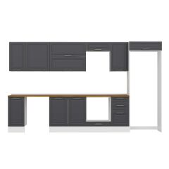 Alvinka 375X222 Cm Klasik Mebran Mutfak Dolabı Mb-E90S40S45-2 Mebran | Antrasit - Suntalam