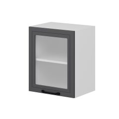 Alvinka Mutfak Modül Mbr_A Üst 1Dk1R 50-H60Cm Dolap Cam Beyaz Antrasit Mdf