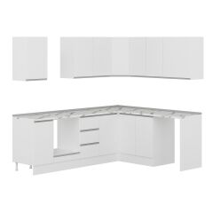 Alvinka 250-200X222 Cm Hg_J Köşe Mutfak Dolabı Beyaz - Suntalam