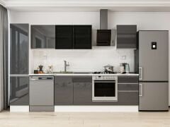 Alvinka 305X210 Cm High Gloss Mutfak Dolabı Mb-E90B45S50-3 High Gloss | Antrasit - Suntalam