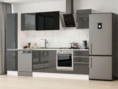 Alvinka 305X210 Cm High Gloss Mutfak Dolabı Mb-E90B45S50-3 High Gloss | Antrasit - Suntalam