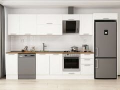 Alvinka 375X222 Cm Klasik Mebran Mutfak Dolabı Mb-E90S40S45-2 Mebran | Beyaz - Mdf