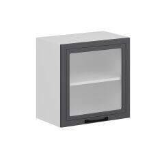 Alvinka Mutfak Modül Mbr_A Üst 1Dk1R 60-H60Cm Dolap Cam Beyaz Antrasit Mdf