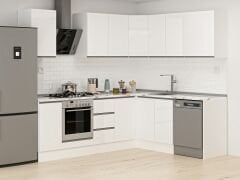 Alvinka 250-200X222 Cm Hg_J Köşe Mutfak Dolabı Beyaz - Mdf