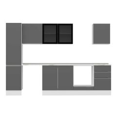 Alvinka 305X210 Cm High Gloss Mutfak Dolabı Mb-E90B45S50-3 High Gloss | Antrasit - Mdf