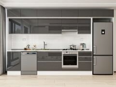 Alvinka 380X240 Cm High Gloss Mutfak Dolabı Mb-E80S50S50-1 High Gloss | Antrasit - Mdf