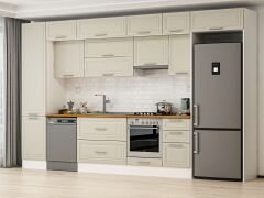 Alvinka 375X240 Cm Klasik Mebran Mutfak Dolabı Beyaz Beyaz Mbb-E80B50S45-1 Mebran | Kumtaşı - Suntalam