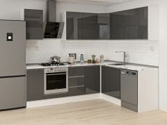 Alvinka 250-200X222 Cm Hg_J Köşe Mutfak Dolabı Antrasit - Suntalam