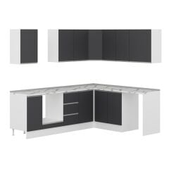 Alvinka 250-200X222 Cm Hg_J Köşe Mutfak Dolabı Antrasit - Suntalam