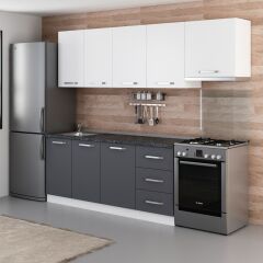 Minar 250 Cm Mutfak Dolabı Beyaz Antrasit 250-A4