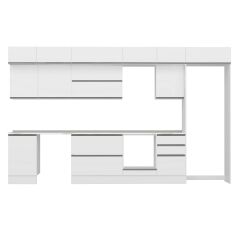 Alvinka 380X240 Cm High Gloss Mutfak Dolabı Mb-E80S50S50-2 High Gloss | Beyaz - Suntalam