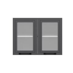 Alvinka Mutfak Modül Mbr_A Üst 2Dk1R 80-H60Cm Dolap Cam Beyaz Antrasit Mdf