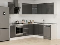 Alvinka 250-200X222 Cm Hg_J Köşe Mutfak Dolabı Antrasit - Mdf