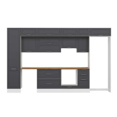 Alvinka 375X240 Cm Klasik Mebran Mutfak Dolabı Mbb-E80B50S45-1 Mebran | Antrasit - Mdf