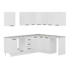 Alvinka 250-200X222 Cm Mbr_A Köşe Mutfak Dolabı Beyaz - Suntalam