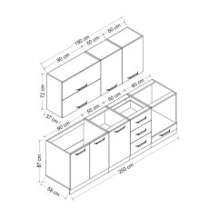 Minar 250 Cm Mutfak Dolabı Beyaz Antrasit 250-A6