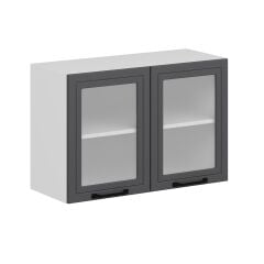 Alvinka Mutfak Modül Mbr_A Üst 2Dk1R 90-H60Cm Dolap Cam Beyaz Antrasit Mdf