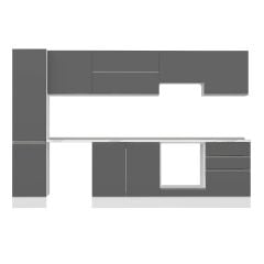 Alvinka 315X210 Cm High Gloss Mutfak Dolabı Mb-E90B45S60-1 High Gloss | Antrasit - Mdf