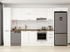 Alvinka 370X222 Cm Klasik Mebran Mutfak Dolabı Beyaz Beyaz Mbb-E90B40S40-1