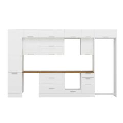 Alvinka 375X240 Cm Klasik Mebran Mutfak Dolabı Beyaz Beyaz Mbb-E80B50S45-2 Mebran | Beyaz - Suntalam