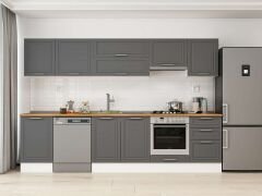 Alvinka 310X210 Cm Klasik Mebran Mutfak Dolabı M-E90S50S50-1 Mebran | Antrasit - Mdf