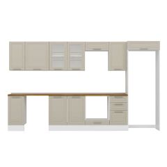 Alvinka 375X222 Cm Klasik Mebran Mutfak Dolabı Mb-E90S40S45-3 Mebran | Kumtaşı - Suntalam