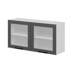 Alvinka Mutfak Modül Mbr_A Üst 2Dk1R 120-H60Cm Dolap Cam Beyaz Antrasit Suntalam