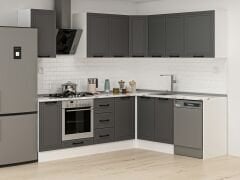 Alvinka 250-200X222 Cm Mbr_A Köşe Mutfak Dolabı Antrasit - Suntalam