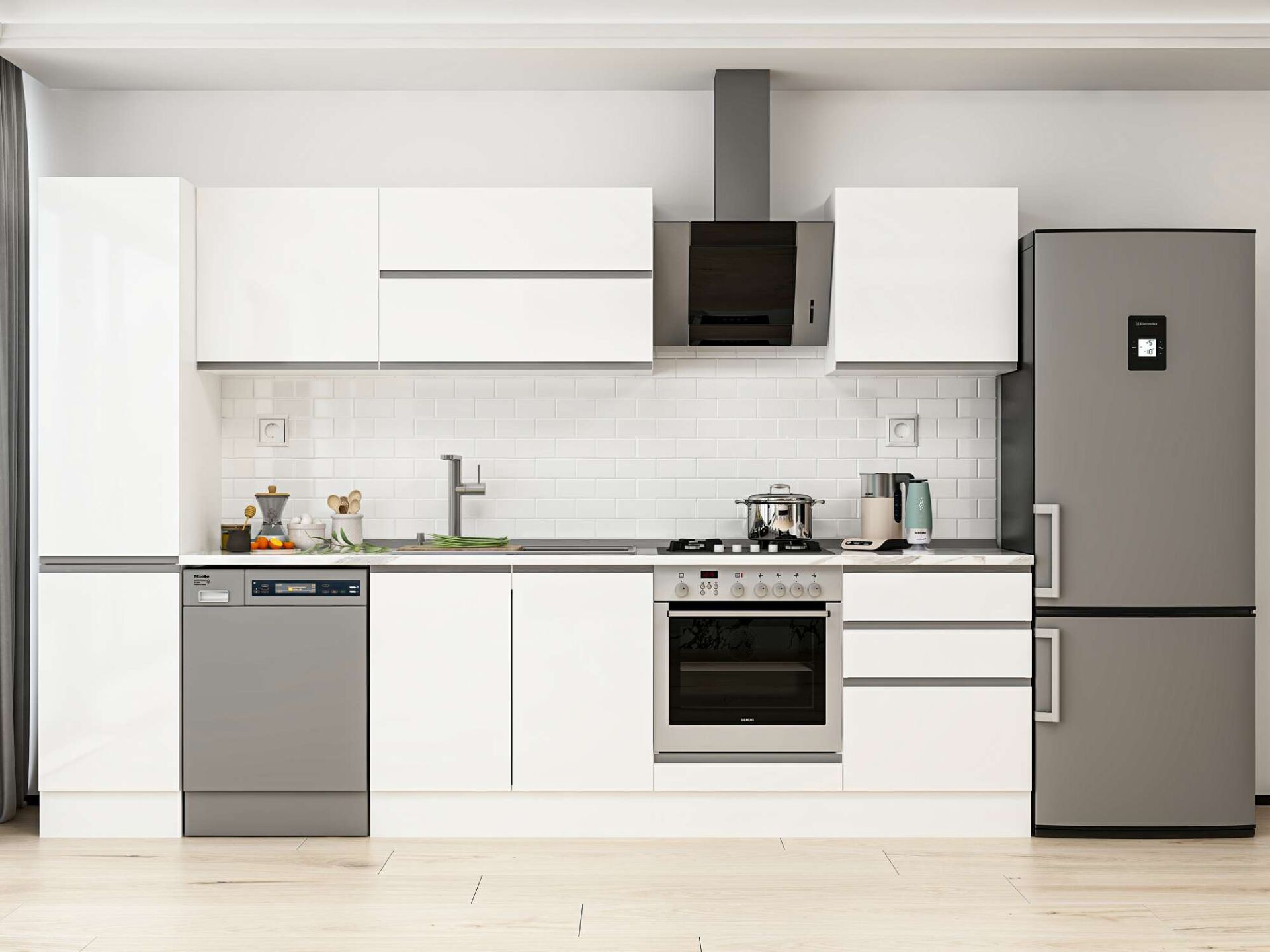 Alvinka 315X210 Cm High Gloss Mutfak Dolabı Mb-E90B45S60-2 High Gloss | Beyaz - Suntalam