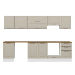 Alvinka 310X210 Cm Klasik Mebran Mutfak Dolabı M-E90S50S50-1 Mebran | Kumtaşı - Mdf