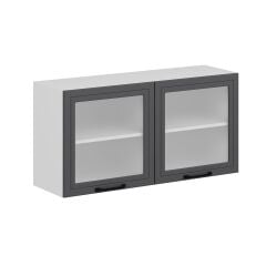 Alvinka Mutfak Modül Mbr_A Üst 2Dk1R 120-H60Cm Dolap Cam Beyaz Antrasit Mdf