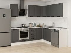 Alvinka 250-200X222 Cm Mbr_A Köşe Mutfak Dolabı Antrasit - Mdf