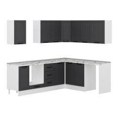 Alvinka 250-200X222 Cm Mbr_A Köşe Mutfak Dolabı Antrasit - Mdf