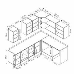 Alvinka 250-200X222 Cm Mbr_A Köşe Mutfak Dolabı Antrasit - Mdf