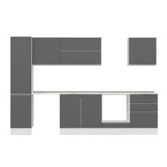 Alvinka 315X210 Cm High Gloss Mutfak Dolabı Mb-E90B45S60-2 High Gloss | Antrasit - Suntalam