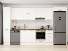 Alvinka 375X222 Cm Klasik Mebran Mutfak Dolabı Beyaz Beyaz Mbb-E90B40S45-1
