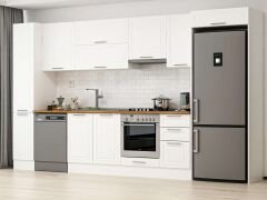 Alvinka 375X222 Cm Klasik Mebran Mutfak Dolabı Beyaz Beyaz Mbb-E90B40S45-1