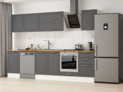 Alvinka 310X210 Cm Klasik Mebran Mutfak Dolabı M-E90S50S50-2 Mebran | Antrasit - Suntalam