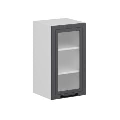 Alvinka Mutfak Modül Mbr_A Üst 1Dk2R 40-H72Cm Dolap Cam Beyaz Antrasit Mdf