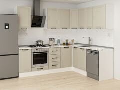 Alvinka 250-200X222 Cm Mbr_A Köşe Mutfak Dolabı Kumtaşı - Mdf